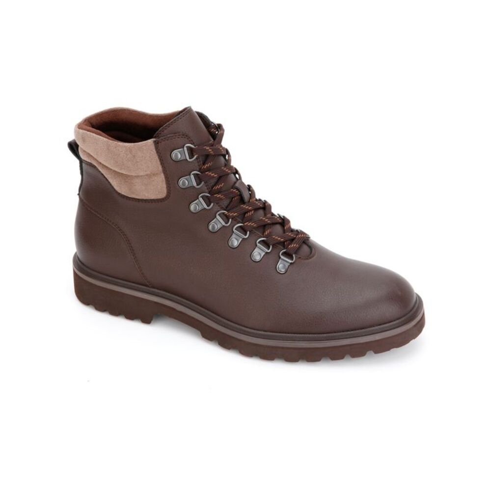 REACTION KENNETH COLE Mens Brown Back Pull-Tab Klay Block Heel Hiking Boots 8